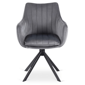 SCAUN DINING ROTATIV, ARTIM MEBLE, REALIZAT DIN METAL SI CATIFEA, CULOARE NEGRU/GRI, STIL MODERN - Img 6