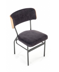 SCAUN DINING SMART-KR, STEJAR NATURAL/NEGRU, DIN MDF, CATIFEA SI PICIOARE DIN METAL , STIL MODERN - Img 5