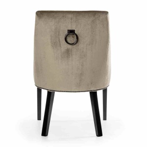 SCAUN DINING SORRO, BEJ/NEGRU, TAPITERIE DIN CATIFEA SI PICIOARE DIN LEMN, STIL MODERN - Img 5