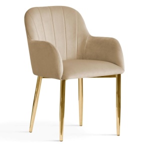 SCAUN DINING TULIP, BEJ/AURIU, STIL MODERN