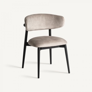 SCAUN DINING ZELL, BEJ SI NEGRU, REF. 33325, PRELUCRAT MANUAL, CONFECTIONAT DIN LEMN DE ARTAR, SPUMA SI TEXTIL, STIL MODERN