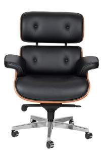SCAUN DIRECTORIAL LOUNGE GUBERNATOR, NEGRU/NUC, PIELE NATURALA SI LEMN DE NUC, STIL MODERN, B2 - Img 2