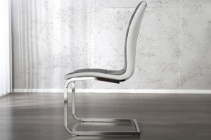 SCAUN LONDON II ALB/GRI 22983 CU TAPITERIE DIN TEXTIL DESIGN MODERN - Img 2
