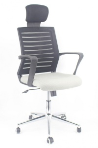 SCAUN OFFICE ALB/GRI/CROM MAX - DESIGN MODERN