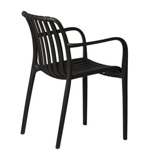 SCAUN PENTRU TERASA/GRADINA, AURA, DIN MATERIAL POLIPROPILENA, NEGRU, STIVUIBIL - Img 4