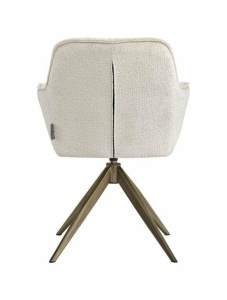 SCAUN PIVOTANT ALINE, ALB/AURIU ANTICHIZAT, TAPITERIE DIN TESATURA CHENILLE SI PICIOARE DIN METAL, STIL MODERN B2 - Img 4