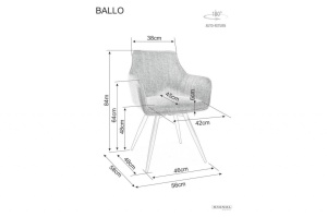 SCAUN PIVOTANT MANGO, BEJ BLUVEL 40/NEGRU MAT, TAPITERIE DIN CATIFEA SI PICIOARE DIN METAL, STIL MODERN - Img 6