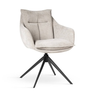 SCAUN PIVOTANT MARIVA, BEJ/NEGRU, TAPITERIE DIN STOFA SI PICIOARE DIN METAL, STIL MODERN, ATR