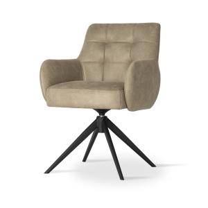 SCAUN PIVOTANT MATERO, CAPPUCCINO/NEGRU BULL 10, CONFECTIONAT DIN TAPITERIE DIN TEXTIL SI PICIOARE DIN METAL, STIL MODERN
