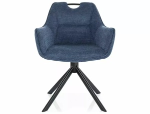 SCAUN PIVOTANT REMO, BLEUMARIN 86/NEGRU MAT, TAPITERIE DIN STOFA BREGO SI PICIOARE DIN METAL, STIL MODERN - Img 2