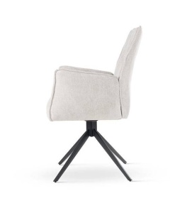 SCAUN PIVOTANT SOPHIA, BEJ/NEGRU, TAPITERIE DIN STOFA SI PICIOARE DIN METAL, STIL MODERN, ATR - Img 4