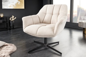 SCAUN ROTATIV 360°, PAPILLON 80/90CM, TEXTIL BEJ SI METAL, DESIGN INDUSTRIAL