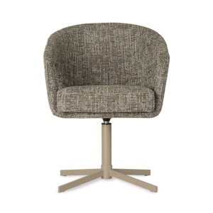 SCAUN ROTATIV LARDOS, BEJ/NEGRU, CONFECTIONAT DIN TAPITERIE DIN TEXTIL, SPUMA SI PICIOARE DIN METAL, STIL MODERN