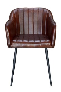 SCAUN, STIL INDUSTRIAL, ARTIM 6748, DIN PIELE MARO SI STRUCTURA DE METAL