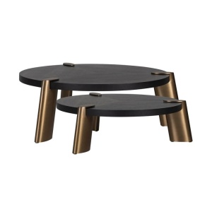 SET 2 MASUTE DE CAFEA BRODY, 3507, CONFECTIONATE DIN FURNIR DE STEJAR, MDF SI OTEL INOXIDABIL, RICHMOND INTERIORS