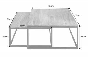 SET 2 MASUTE, ELEMENTS, LEMN MASIV SHEESHAM SI METAL, COD 43711, DESIGN INDUSTRIAL - Img 6