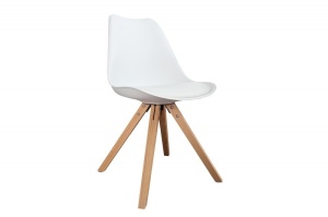 SET 2 SCAUNE, ALB DIN LEMN MASIV SI PIELE ECO, SCANDINAVIA, COD 35782, DESIGN SCANDINAV - Img 2