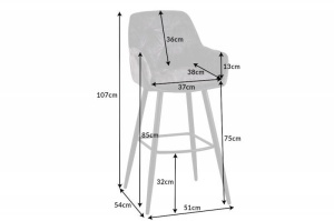 SET 2 SCAUNE DE BAR, MILANO, DIN CATIFEA GRI SI METAL, COD 41957, DESIGN MODERN - Img 6