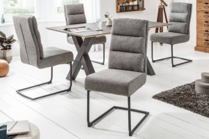 SET 2 SCAUNE, DINING, CANTILEVER, COD 40461, DIN TEXTIL GRI STIL MODERN - Img 5