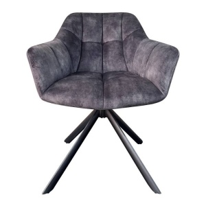 SET 2 SCAUNE DINING ROTATIV, PAPILON, CATIFEA GRI, COD 43196, STIL RETRO - Img 1