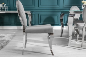 SET 2 SCAUNE, EXCLUSIV BAROCK, COD 38342, ARGINTIU/GRI, DIN METAL SI CATIFEA - Img 2