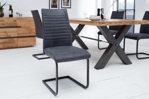 SET 2 SCAUNE LIVING, APPARTMENT, GRI, CU TAPITERIE DIN MICROFIBRA, STIL MODERN
