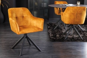 SET 2 SCAUNE, LOFT, ROTATIV, TAPITAT IN CATIFEA GALBEN MUSTAR, STIL INDUSTRIAL, ARTIM GROUP SELECTION