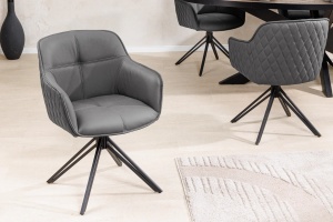 SET 2 SCAUNE OFFICE, ROTATIVE 180 GRADE, EUPHORIA, DIN PIELE GRI SI METAL, ARTIM GROUP SELECTION - Img 9