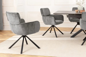 SET 2 SCAUNE ROTATIVE, UNIQUE, 180 GRADE, DIN MATERIAL CHENILLE GRI SI PICIOARE METAL, ARTIM GROUP SELECTION