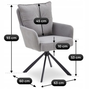 SET 4 SCAUNE, ARTIM MEBLE, REALIZAT DIN MATERIAL CATIFEA RAIAT GRI SI METAL, STIL MODERN - Img 10