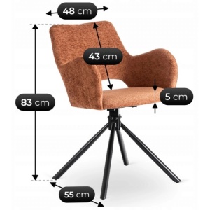 SET 4 SCAUNE, ARTIM MEBLE, REALIZAT DIN MATERIAL TEXTIL BOUCLE CARAMIZIU SI METAL, STIL MODERN - Img 8