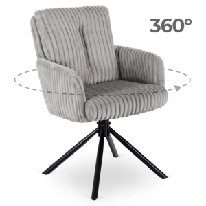 SET 4 SCAUNE ROTATIVE, ARTIM MEBLE, REALIZAT DIN CATIFEA RAIAT GRI SI METAL, STIL MODERN - Img 9