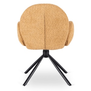 SET 4 SCAUNE ROTATIVE, ARTIM MEBLE, REALIZAT DIN MATERIAL BOUCLE GALBEN MUSTAR SI METAL, STIL MODERN - Img 7