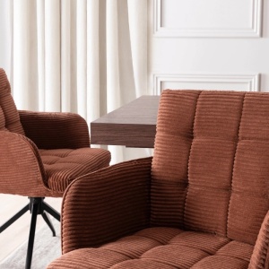 SET 4 SCAUNE ROTATIVE, ARTIM MEBLE, REALIZAT DIN MATERIAL CATIFEA RAIAT CARAMIZIU SI METAL, STIL MODERN - Img 4