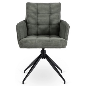 SET 4 SCAUNE ROTATIVE, ARTIM MEBLE, REALIZAT DIN MATERIAL CATIFEA RAIAT VERDE SI METAL, STIL MODERN - Img 6