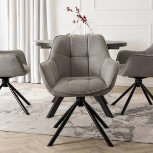 SET 4 SCAUNE ROTATIVE, ARTIM MEBLE, REALIZAT DIN MATERIAL TEXTIL GRI SI CADRUL DIN METAL, STIL MODERN - Img 2