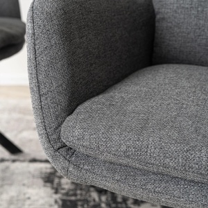 SET 4 SCAUNE ROTATIVE, ARTIM MEBLE, REALIZAT DIN MATERIAL TEXTIL GRI INCHIS SI METAL, STIL MODERN - Img 3