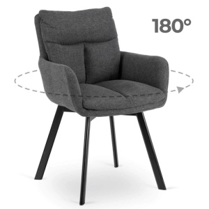 SET 4 SCAUNE ROTATIVE, ARTIM MEBLE, REALIZAT DIN MATERIAL TEXTIL GRI INCHIS SI CADRUL DIN METAL, STIL MODERN - Img 10