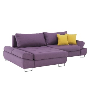 SET CANAPEA GRES, MODEL STANGA, VIOLET/MUSTAR, DIN TESATURA/TEXTIL, EXTENSIBILA, SPATIU DEPOZITARE, STIL MODERN, TK - Img 3