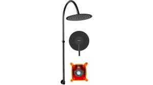 SET DE DUS INCASTRAT REA LUGANO + BOX, NEGRU, DIN ALAMA, CALITATE SUPERIOARA