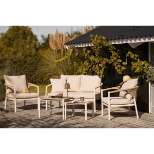 SET DE EXTERIOR, ABELA, REALIZAT DIN ALUMINIU, POLIRATAN SI TEXTIL, CULOARE NATUR/NISIPIU, HOUSE NORDIC