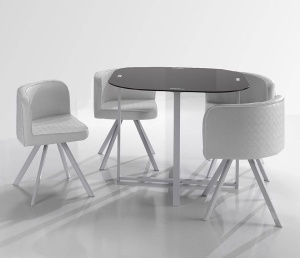 SET MASA SI SCAUNE, NEW DAILY, COD 1729, STIL MODERN, REALIZATA DIN METAL SI STICLA