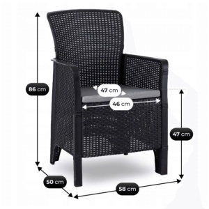 SET MOBILIER DE GRADINA/TERASA,ARGOS 160-260CM, ARTIM MEBLE, MASA SI 8 FOTOLII, DIN TEHNORATAN SI COMPOZIT, CULOARE NUC/NEGRU - Img 12