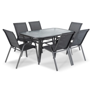 SET MOBILIER DE GRADINA/TERASA, LIBERTY, ARTIM MEBLE, DIN TEHNORATAN, TEXTIL SI STICLA, CULOARE NEAGRA - Img 10