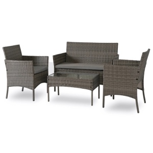 SET MOBILIER DE GRADINA/TERASA, MISSISSIPI, ARTIM MEBLE, DIN METAL, TECHNORATAN SI STICLA, CULOARE GRI - Img 2