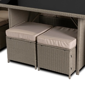 SET MOBILIER DE LUAT MASA, GRADINA/TERASA, COLORADO, ARTIM MEBLE, DIN METAL, TECHNORATAN SI STICLA, CULOARE BEJ - Img 11