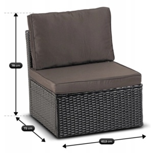 SET MOBILIER TERASA/GRADINA, CALIENTE, ARTIM MEBLE, DIN TEHNORATAN SI TEXTIL, CULOARE NEGRU/MARO - Img 14