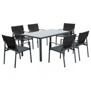 SET TERASA, 7 PIESE, MASA SI 6 SCAUNE, DIN METAL SI TEXTIL, ARTIM GROUP COLLECTION