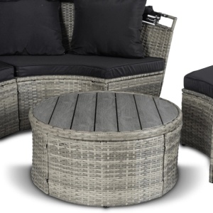 SEZLONG, ARTIM MEBLE, REALIZAT DIN TEHNORATAN SI TEXTIL, CULOARE NEAGRA/GRI DESCHIS, STIL MODERN - Img 4