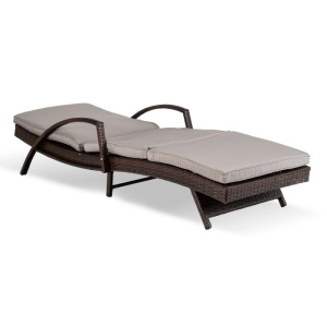SEZLONG DE PLAJA, ARTIM MEBLE, REALIZAT DIN TEHNORATAN SI TEXTIL, CULOARE MARO/GRI, STIL MODERN - Img 2